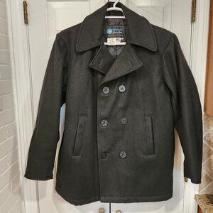 Spiewak Golden Fleece Style 4101 Black Wool Peacoat Jacket 44L USA